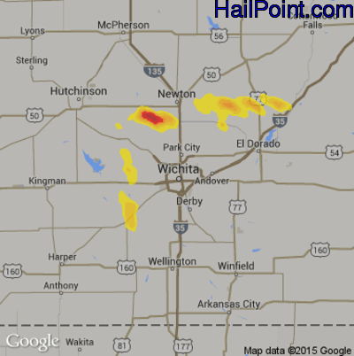 Hail Map for Wichita, KS Region on August 6, 2019