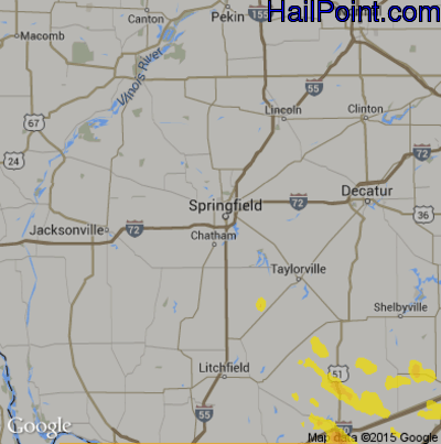 Hail Map for Springfield, IL Region on August 6, 2019