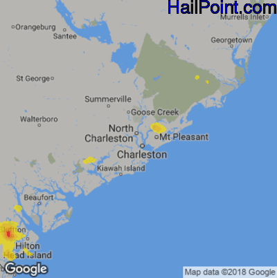 Hail Map for Charleston, SC Region on August 7, 2019