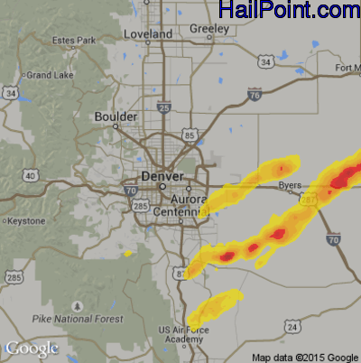 Hail Map for Denver, CO Region on August 11, 2019