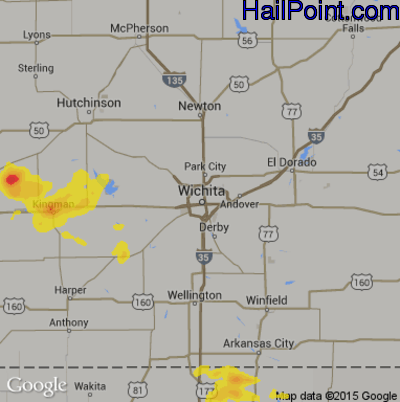 Hail Map for Wichita, KS Region on August 12, 2019