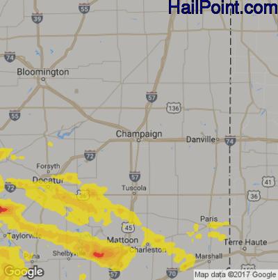 Hail Map for Champaign, IL Region on August 13, 2019