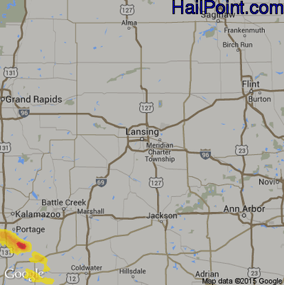 Hail Map for Lansing, MI Region on August 14, 2019