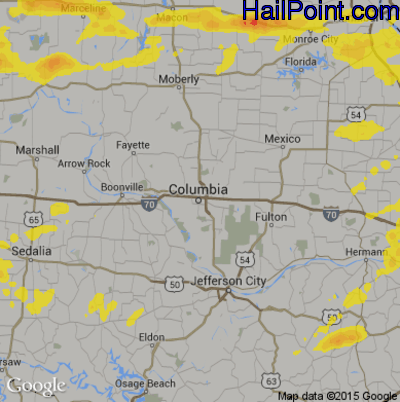 Hail Map for Columbia, MO Region on August 17, 2019