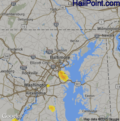Hail Map for Baltimore, MD Region on August 17, 2019