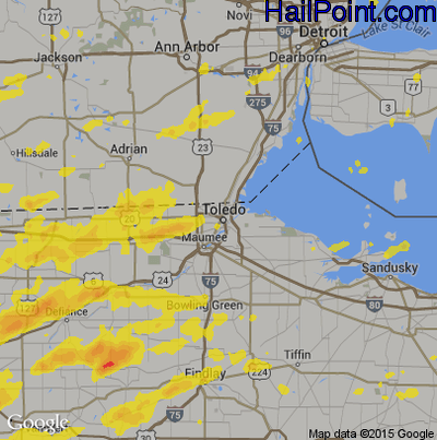Hail Map for Toledo, OH Region on August 18, 2019