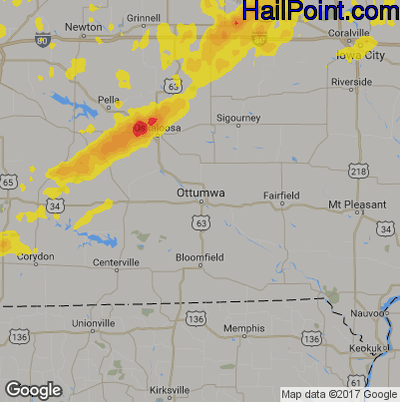 Hail Map for Ottumwa, IA Region on August 18, 2019