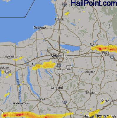 Hail Map for Syracuse, NY Region on August 18, 2019