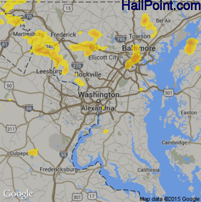Hail Map for Washington, DC Region on August 18, 2019