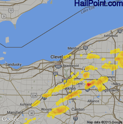Hail Map for Cleveland, OH Region on August 18, 2019