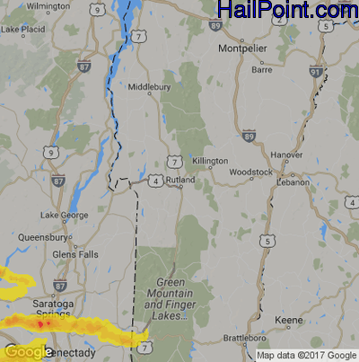 Hail Map for Rutland, VT Region on August 18, 2019