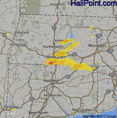 Hail Map for Springfield, MA Region on August 19, 2019