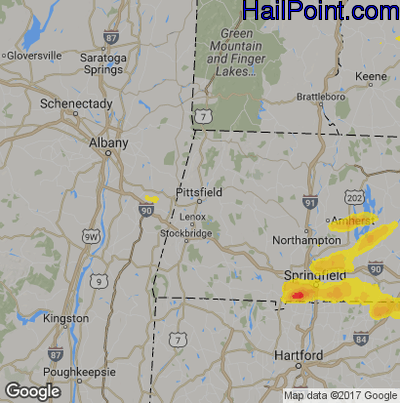Hail Map for Pittsfield, MA Region on August 19, 2019