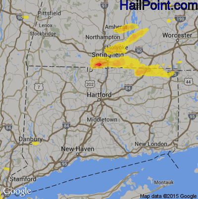 Hail Map for Hartford, CT Region on August 19, 2019