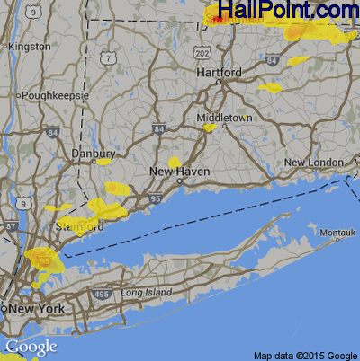 Hail Map for New Haven, CT Region on August 19, 2019