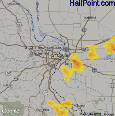 Hail Map for St. Louis, MO Region on August 19, 2019