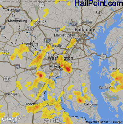 Hail Map for Washington, DC Region on August 20, 2019 