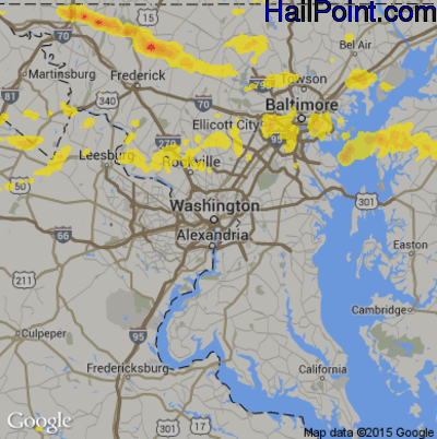 Hail Map for Washington, DC Region on August 22, 2019