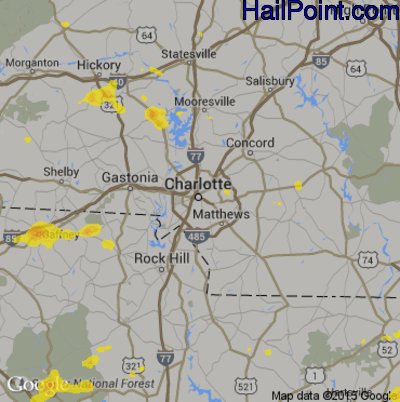 Hail Map for Charlotte, NC Region on August 23, 2019 