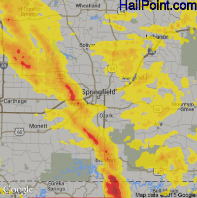 Hail Map for Springfield, MO Region on August 26, 2019 
