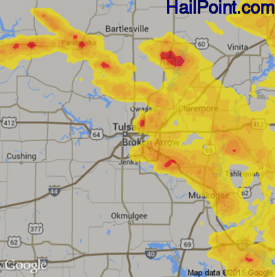 Hail Map for Tulsa, OK Region on August 27, 2019