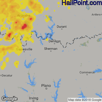 Hail Map for Sherman, TX Region on August 27, 2019