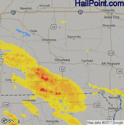 Hail Map for Ottumwa, IA Region on August 29, 2019