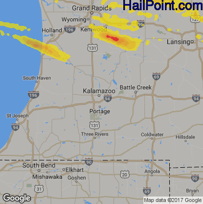 Hail Map for Kalamazoo, MI Region on August 30, 2019