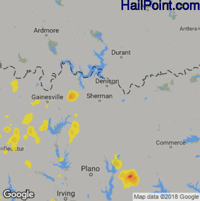 Hail Map for Sherman, TX Region on August 30, 2019