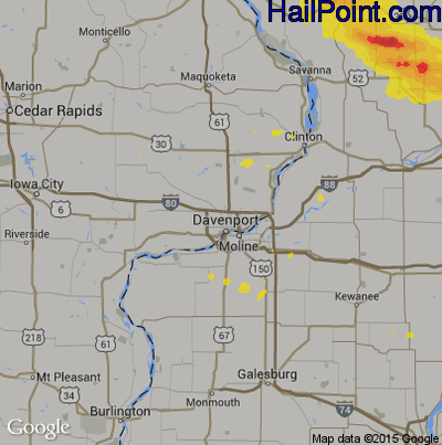Hail Map for Davenport, IA Region on September 3, 2019