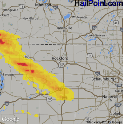 Hail Map for Rockford, IL Region on September 3, 2019
