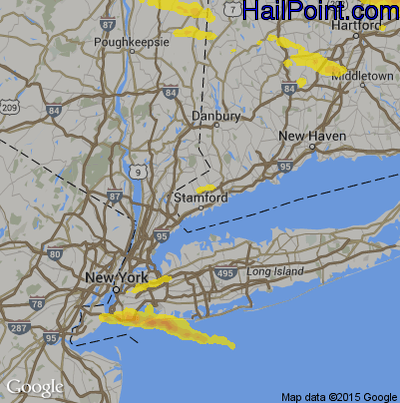 Hail Map for Stamford, CT Region on September 4, 2019
