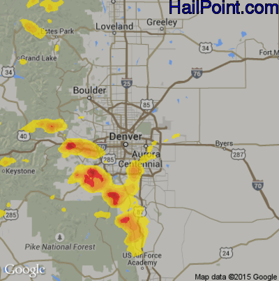Hail Map for Denver, CO Region on September 6, 2019