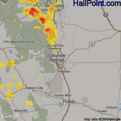Hail Map for Colorado Springs, CO Region on September 6, 2019