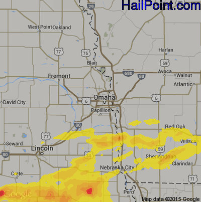 Hail Map for Omaha, NE Region on September 8, 2019