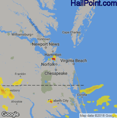 Hail Map for Norfolk, VA Region on September 9, 2019