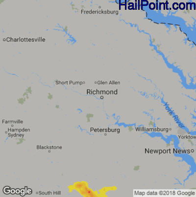 Hail Map for Richmond, VA Region on September 9, 2019
