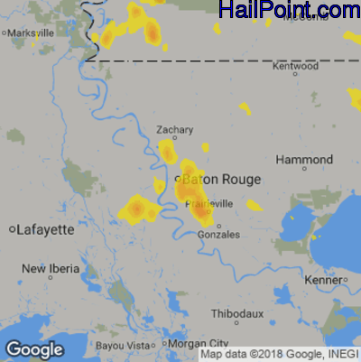 Hail Map for Baton Rouge, LA Region on September 9, 2019