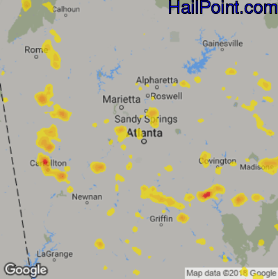 Hail Map for Atlanta, GA Region on September 10, 2019 