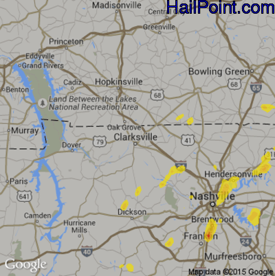 Hail Map for Clarksville, TN Region on September 10, 2019