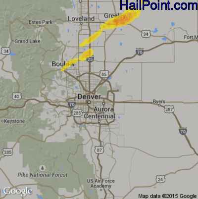 Hail Map for Denver, CO Region on September 10, 2019