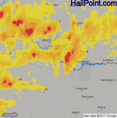 Hail Map for Grand Island, NE Region on September 10, 2019