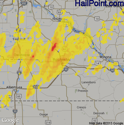 Hail Map for Rochester, MN Region on September 11, 2019