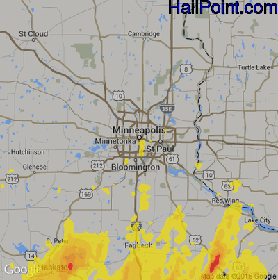 Hail Map for Minneapolis, MN Region on September 11, 2019