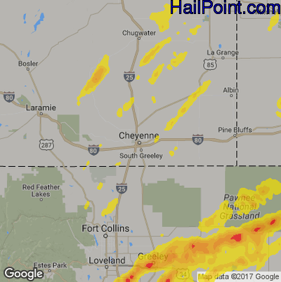 Hail Map for Cheyenne, WY Region on September 11, 2019