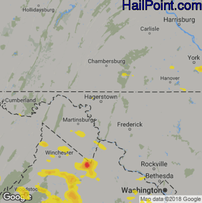Hail Map for Hagerstown, MD Region on September 11, 2019