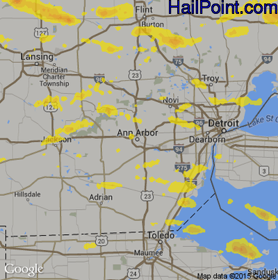 Hail Map for Ann Arbor, MI Region on September 11, 2019