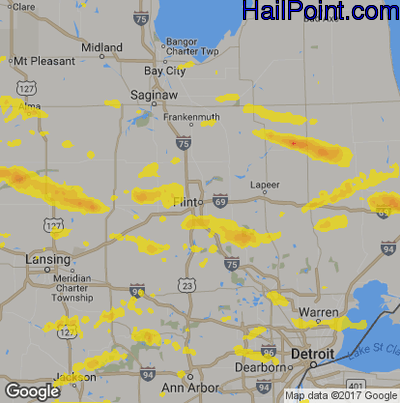 Hail Map for Flint, MI Region on September 11, 2019