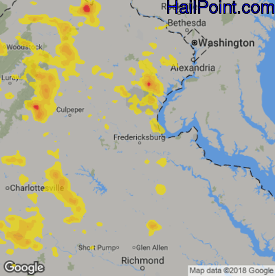 Hail Map for Fredericksburg, VA Region on September 11, 2019