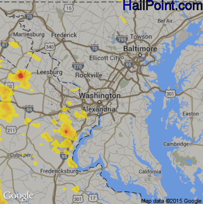 Hail Map for Washington, DC Region on September 11, 2019